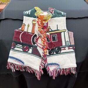 Vintage 1990s Kids Train Sweater Vest